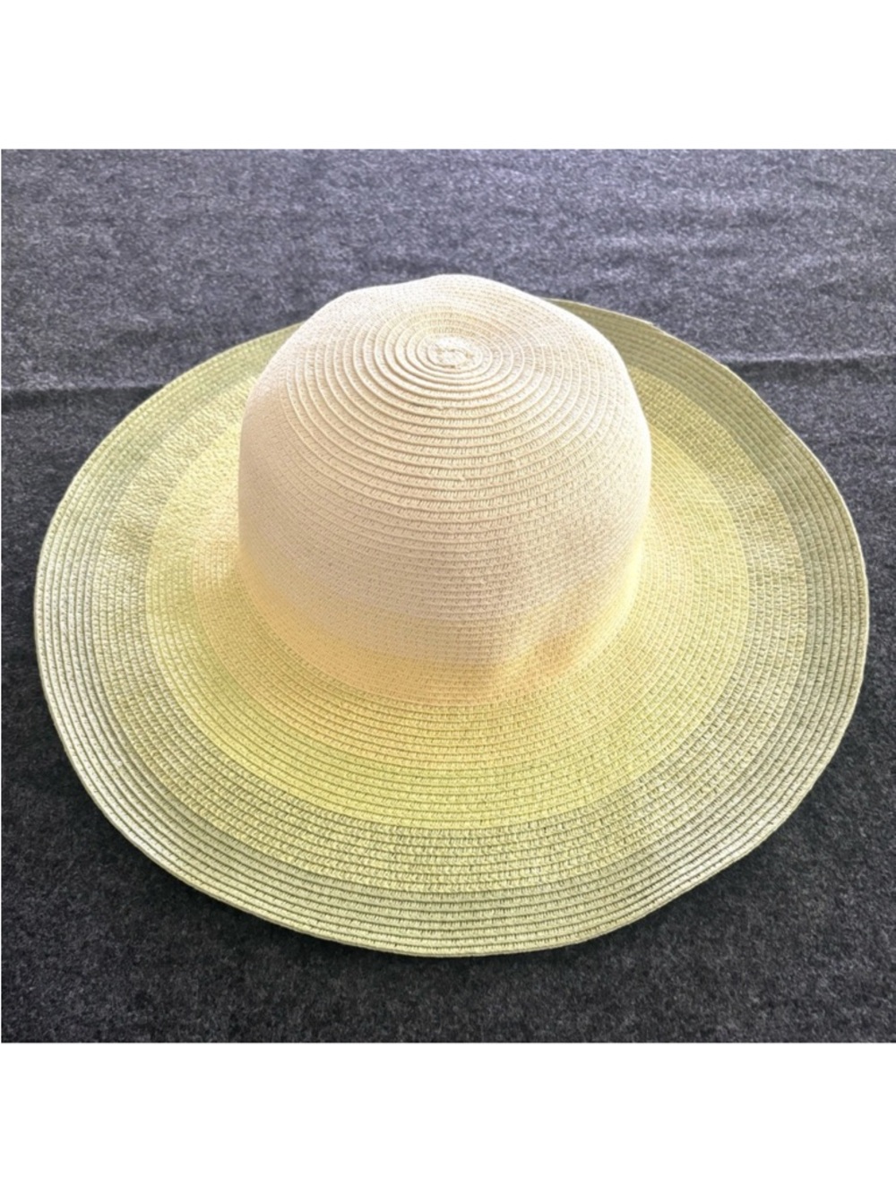 Ombre Stripe Wide Brim Sun Hat Green‎ Cream Women’s 22.5” circumference